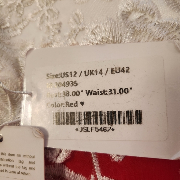 NWT JJ'S House Stunning Red and White Lace Dress - Picture 4 of 7